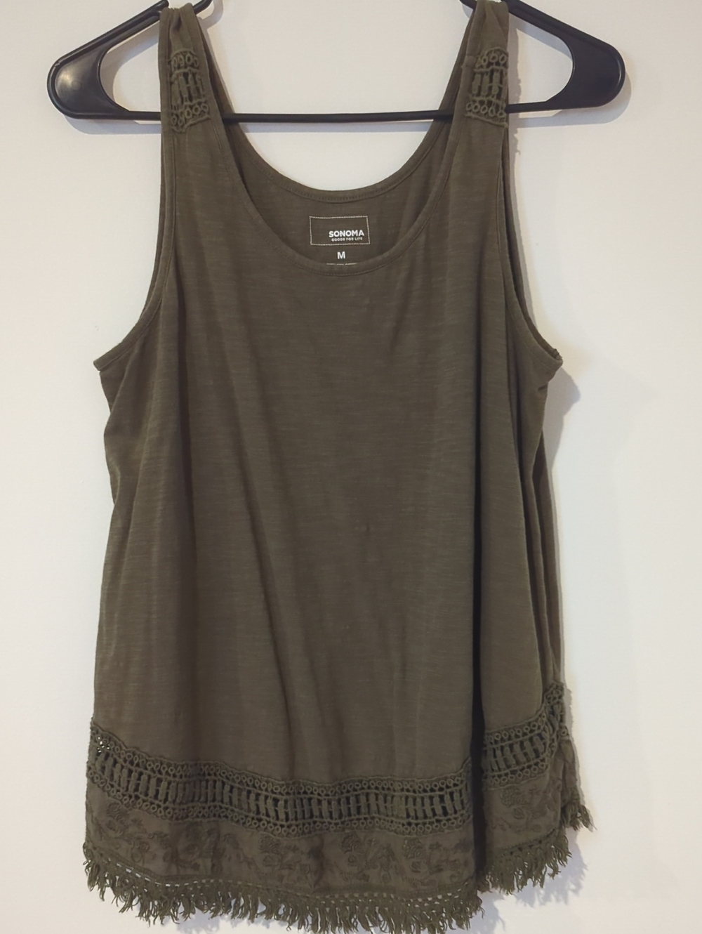 SONOMA Olive Crochet-Hem Tank Top